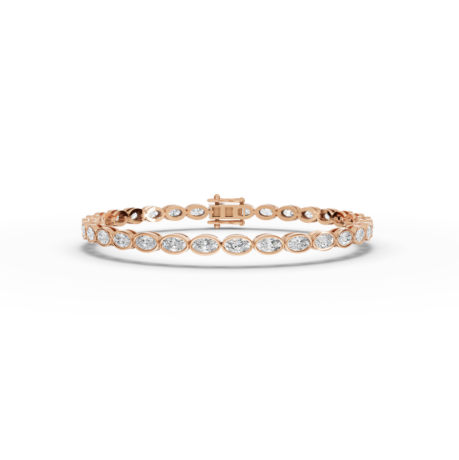 3.97 CT Oval Lab Diamond Bezel Tennis Bracelet.