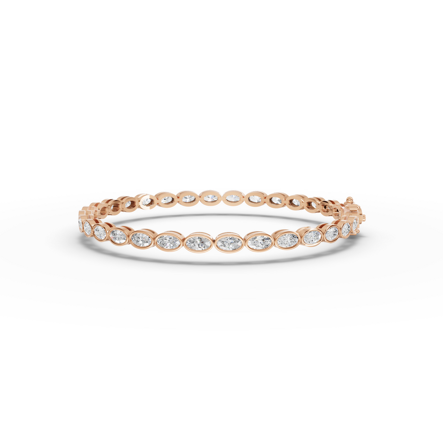 3.97 CT Oval Lab Diamond Bezel Tennis Bracelet.