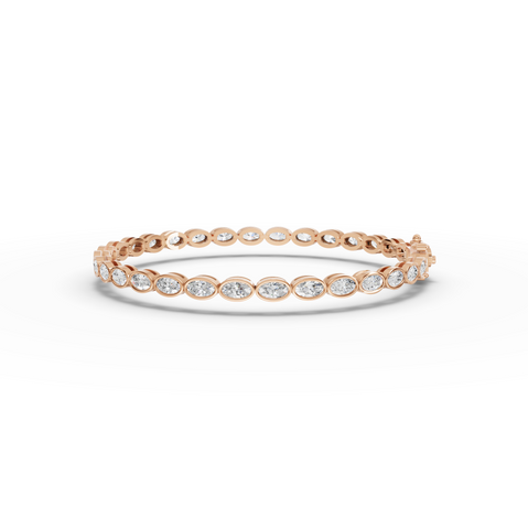 3.97 CT Oval Lab Diamond Bezel Tennis Bracelet.