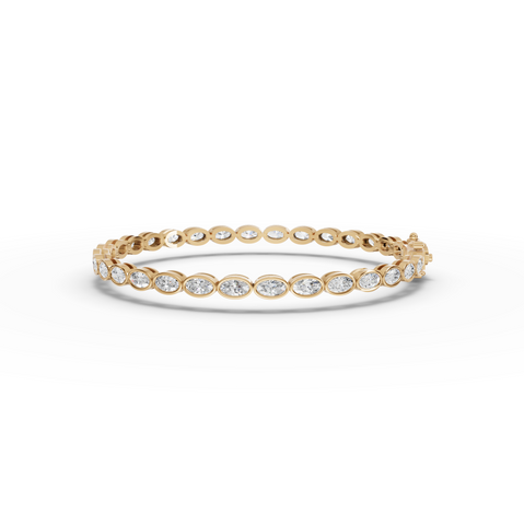 3.97 CT Oval Lab Diamond Bezel Tennis Bracelet.