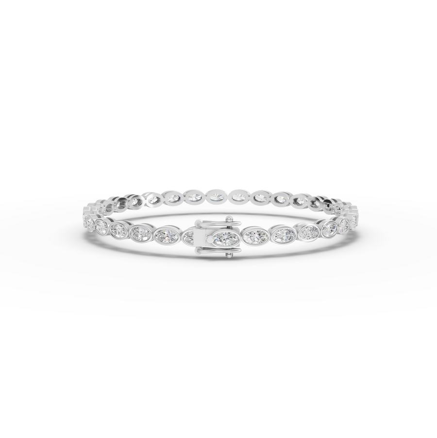 3.97 CT Oval Lab Diamond Bezel Tennis Bracelet.