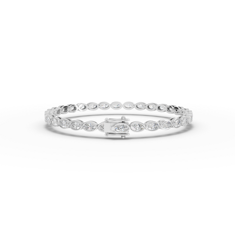 3.97 CT Oval Lab Diamond Bezel Tennis Bracelet.