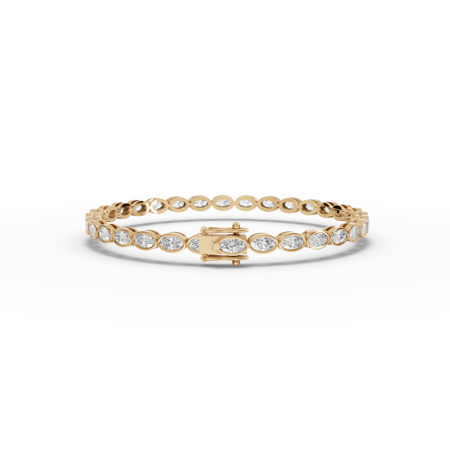 3.97 CT Oval Lab Diamond Bezel Tennis Bracelet.