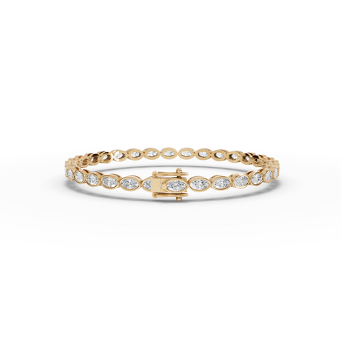 3.97 CT Oval Lab Diamond Bezel Tennis Bracelet.