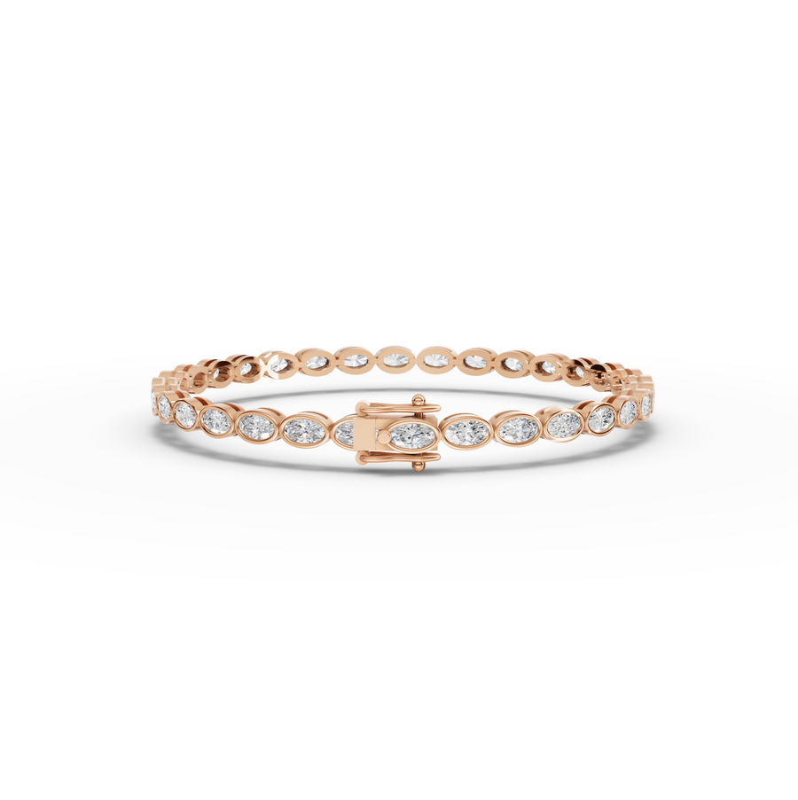 3.97 CT Oval Lab Diamond Bezel Tennis Bracelet.