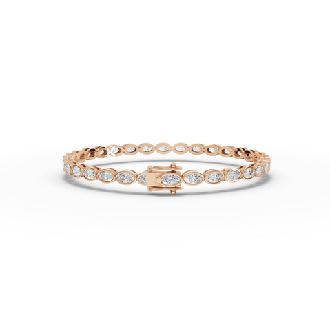 3.97 CT Oval Lab Diamond Bezel Tennis Bracelet.