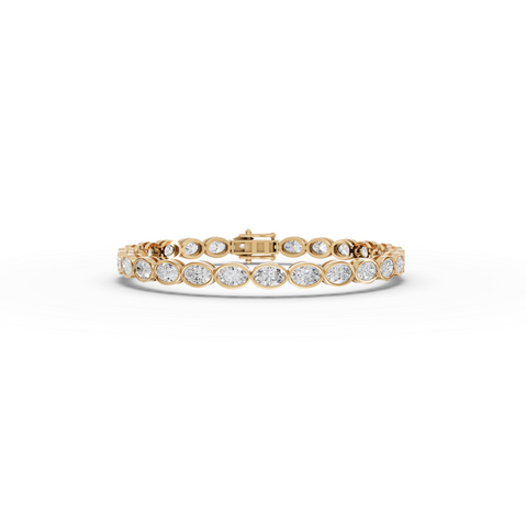 6.81 CT Oval Bezel-Set Lab Diamond Tennis Bracelet
