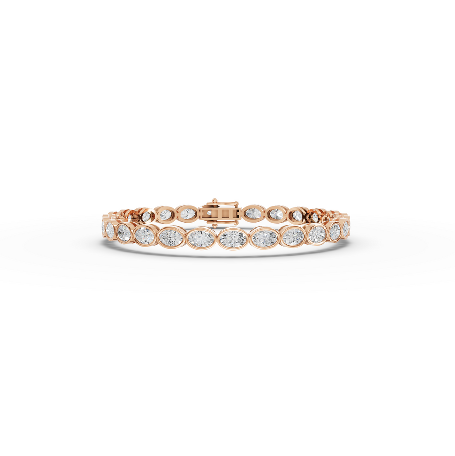 6.81 CT Oval Bezel-Set Lab Diamond Tennis Bracelet