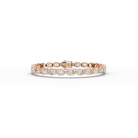 6.81 CT Oval Bezel-Set Lab Diamond Tennis Bracelet