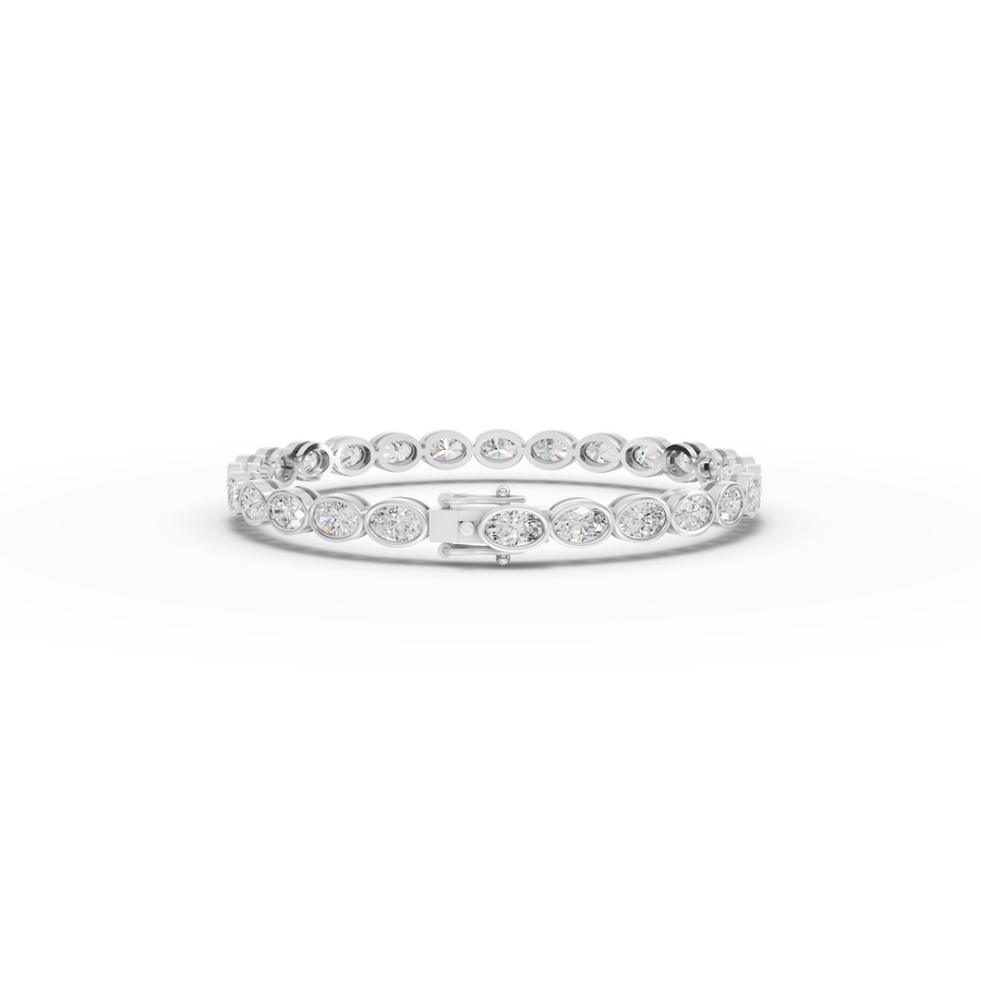 6.81 CT Oval Bezel-Set Lab Diamond Tennis Bracelet