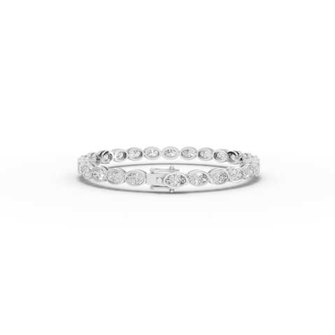6.81 CT Oval Bezel-Set Lab Diamond Tennis Bracelet