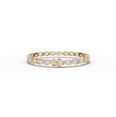 6.81 CT Oval Bezel-Set Lab Diamond Tennis Bracelet