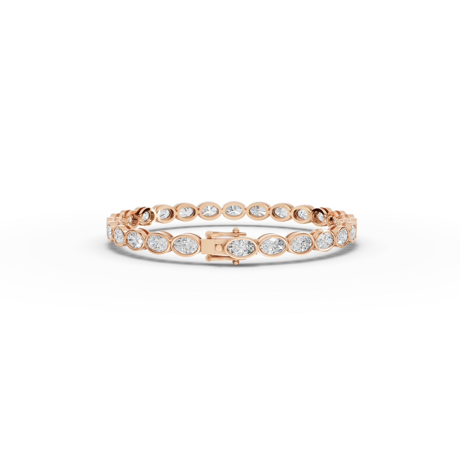 6.81 CT Oval Bezel-Set Lab Diamond Tennis Bracelet