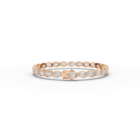 6.81 CT Oval Bezel-Set Lab Diamond Tennis Bracelet