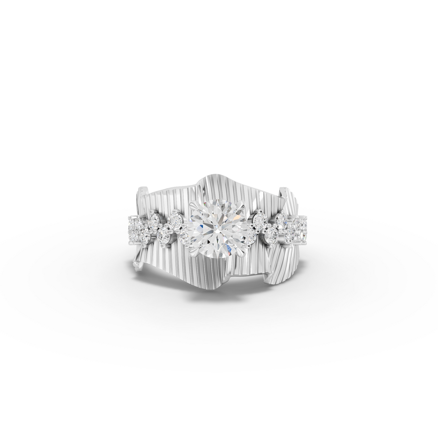 1.43 CT Round Accent Lab Diamond Statement Ring