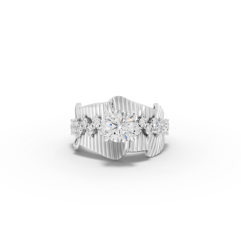 1.43 CT Round Accent Lab Diamond Statement Ring