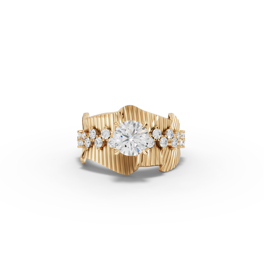 1.43 CT Round Accent Lab Diamond Statement Ring