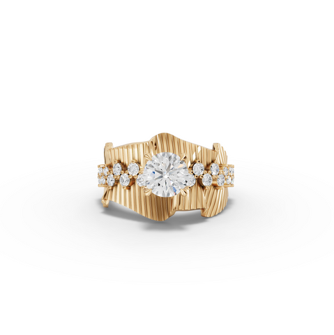 1.43 CT Round Accent Lab Diamond Statement Ring