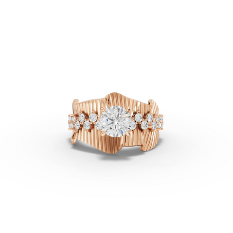 1.43 CT Round Accent Lab Diamond Statement Ring