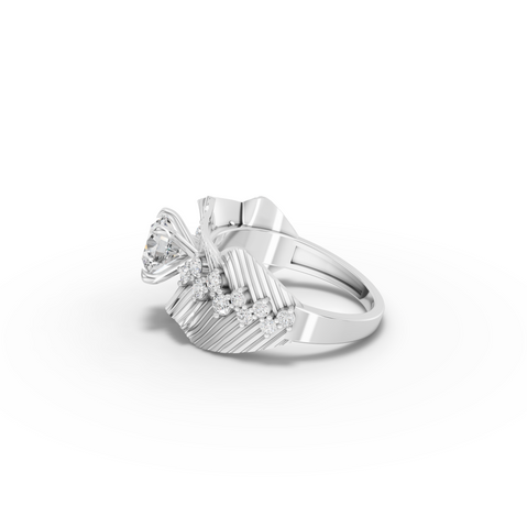 1.43 CT Round Accent Lab Diamond Statement Ring