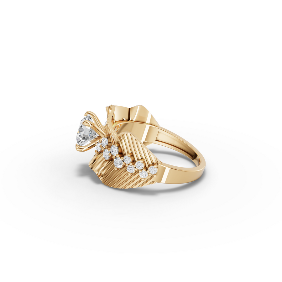 1.43 CT Round Accent Lab Diamond Statement Ring