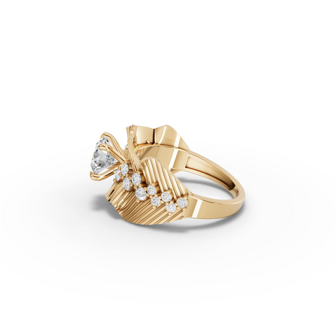 1.43 CT Round Accent Lab Diamond Statement Ring
