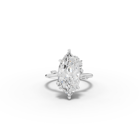 4.05 Ct Marquise Solitaire with Side Diamond Ring