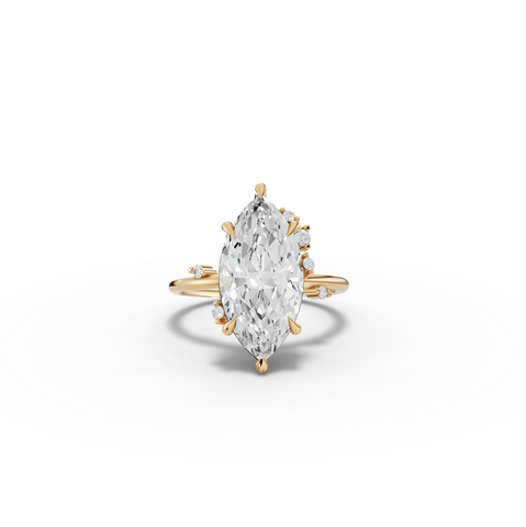 4.05 Ct Marquise Solitaire with Side Diamond Ring