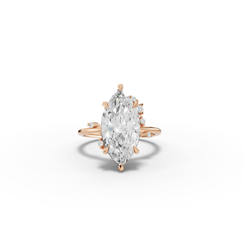4.05 Ct Marquise Solitaire with Side Diamond Ring