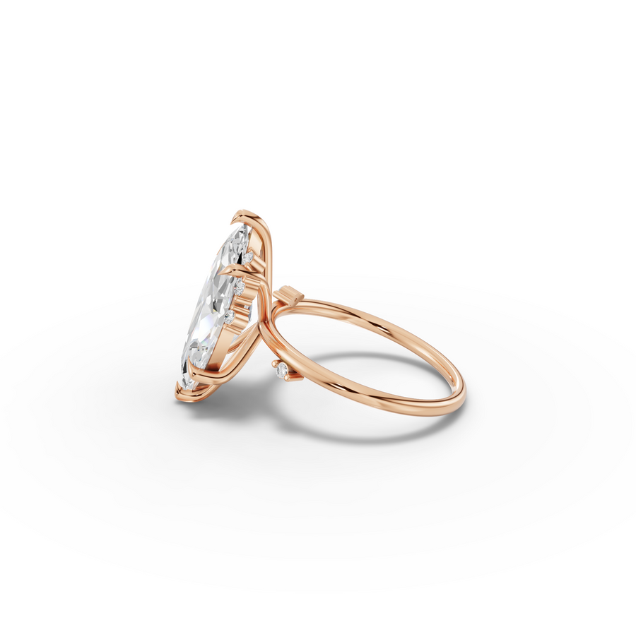 4.05 Ct Marquise Solitaire with Side Diamond Ring