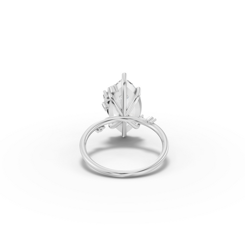 4.05 Ct Marquise Solitaire with Side Diamond Ring