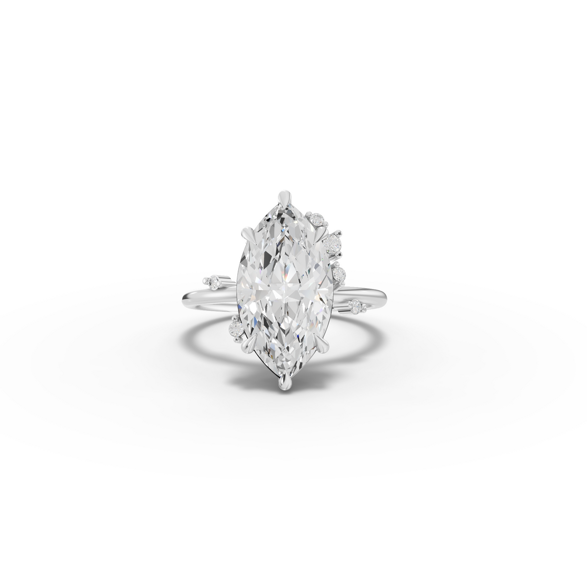 3.55 CT Marquise Accent Lab Diamond Engagement Ring