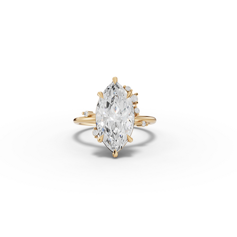 3.55 CT Marquise Accent Lab Diamond Engagement Ring