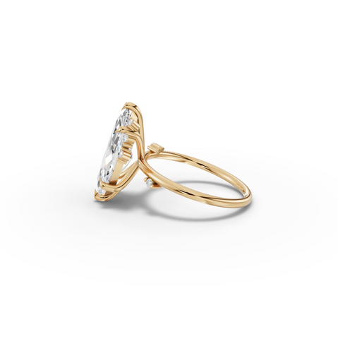 3.55 CT Marquise Accent Lab Diamond Engagement Ring