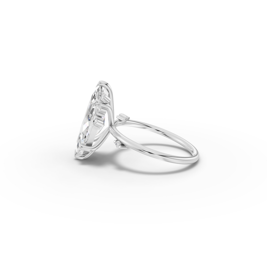 3.55 CT Marquise Accent Lab Diamond Engagement Ring