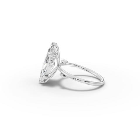 3.55 CT Marquise Accent Lab Diamond Engagement Ring