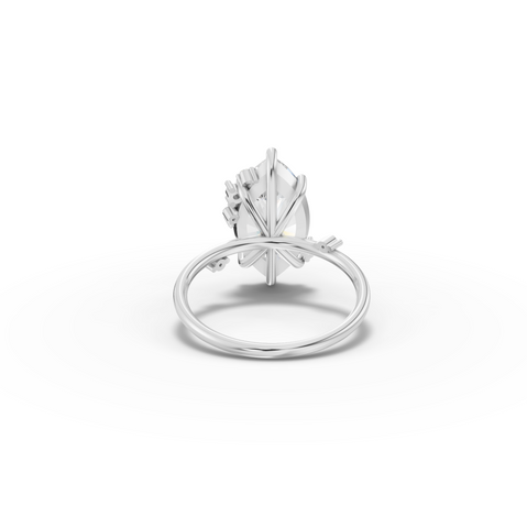 3.55 CT Marquise Accent Lab Diamond Engagement Ring