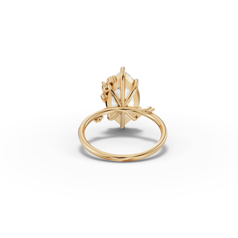 3.55 CT Marquise Accent Lab Diamond Engagement Ring