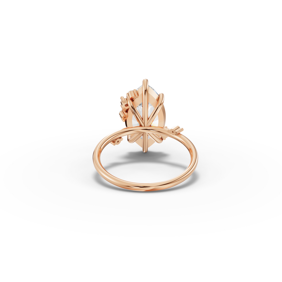 3.55 CT Marquise Accent Lab Diamond Engagement Ring