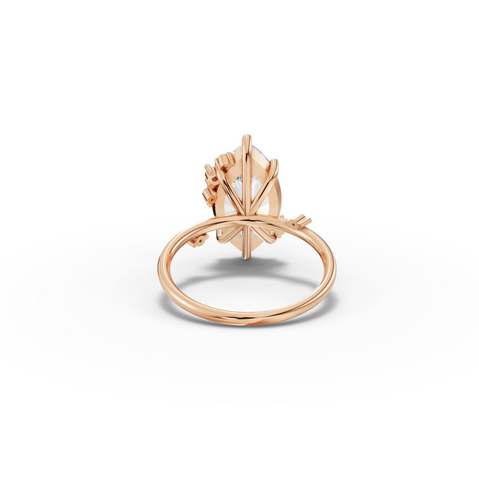 3.55 CT Marquise Accent Lab Diamond Engagement Ring