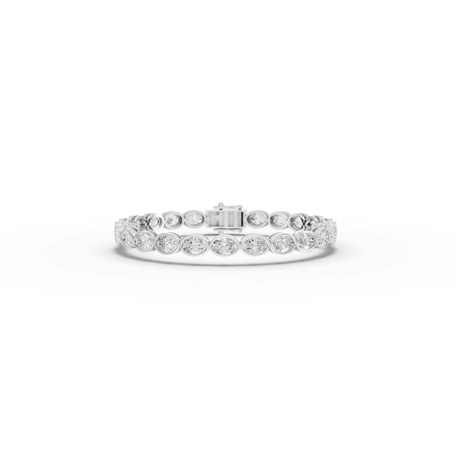 8.73 CT East-West Oval Bezel Lab Diamond Tennis Bracelet