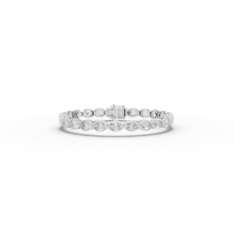 8.73 CT East-West Oval Bezel Lab Diamond Tennis Bracelet