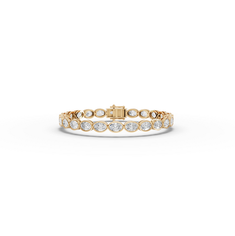 8.73 CT East-West Oval Bezel Lab Diamond Tennis Bracelet
