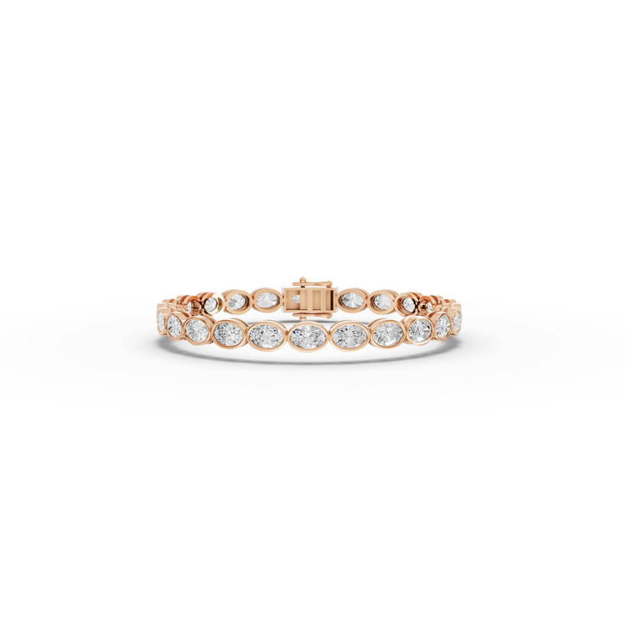8.73 CT East-West Oval Bezel Lab Diamond Tennis Bracelet