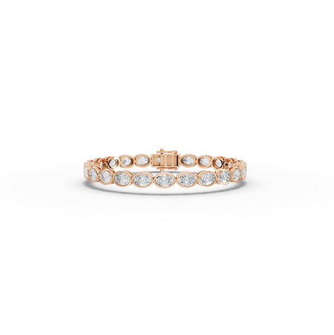 8.73 CT East-West Oval Bezel Lab Diamond Tennis Bracelet
