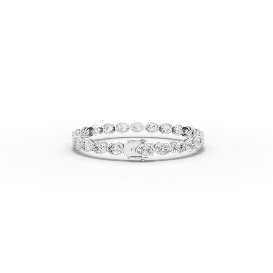 8.73 CT East-West Oval Bezel Lab Diamond Tennis Bracelet