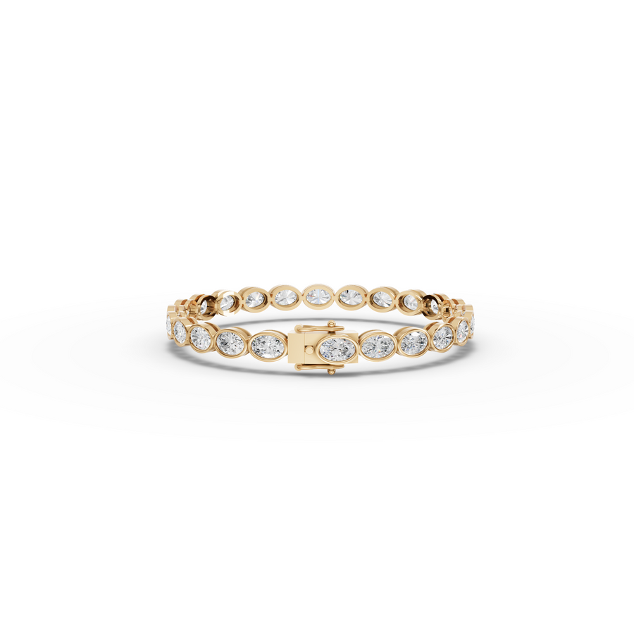 8.73 CT East-West Oval Bezel Lab Diamond Tennis Bracelet