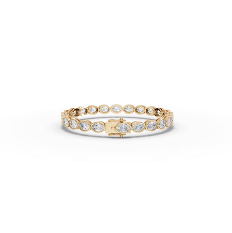 8.73 CT East-West Oval Bezel Lab Diamond Tennis Bracelet