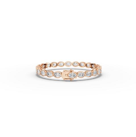 8.73 CT East-West Oval Bezel Lab Diamond Tennis Bracelet