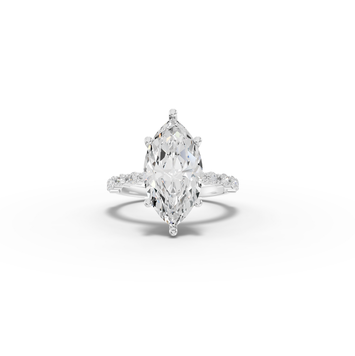 3.81 CT Marquise Solitaire with Accents Lab Diamond Ring